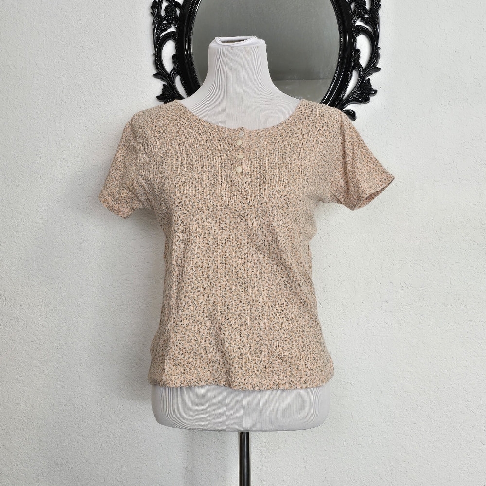 Retro American Eagle Ribbed Floral Top